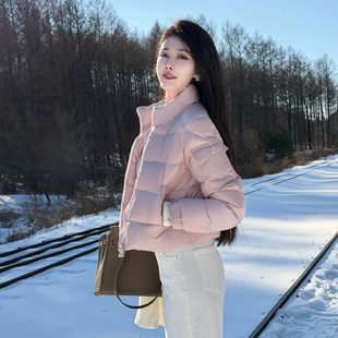 瑾姑娘【云朵】高蓬松90白鸭绒 小个子白色修身立领短款羽绒服女