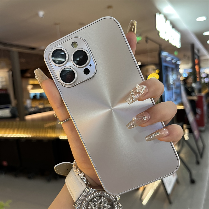 镭射磨砂CD纹太空银适用于苹果15promax手机壳iphone13pro简约超薄15防摔硬壳11promax高级感14/13外壳12pro