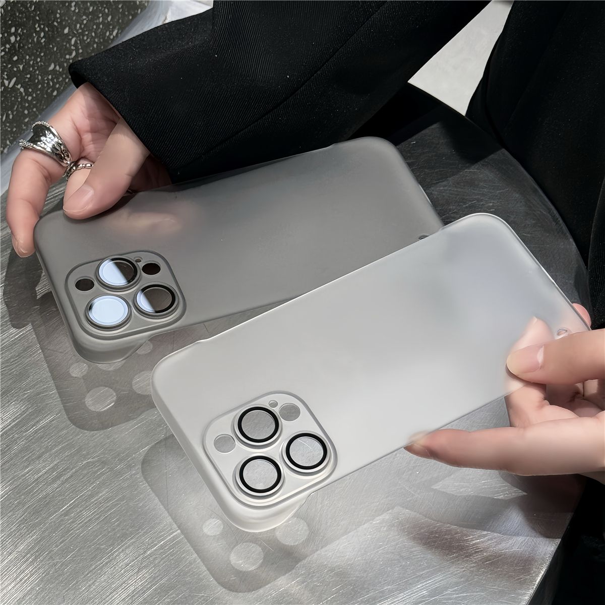适用iPhone17promax手机壳超薄无边框磨砂16pro亚克力硬壳保护套15防指纹14带镜头膜13防摔12简约男女新款Air