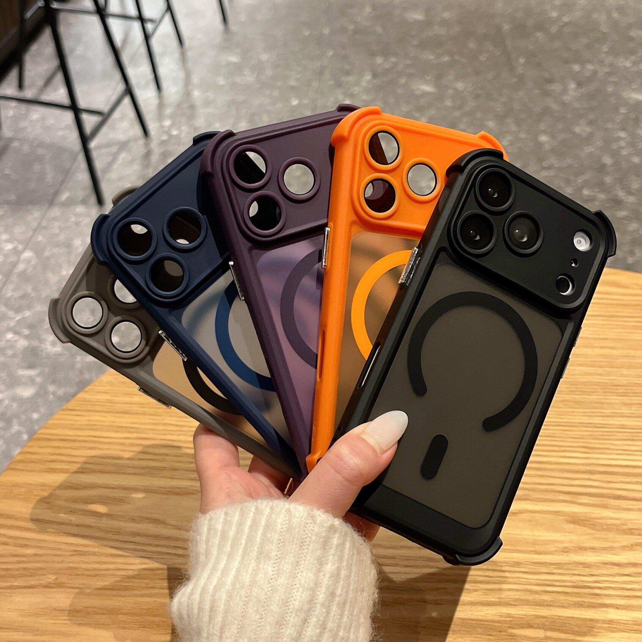 高级简约超好看2026新品~四角加厚防摔苹果17promax手机壳适用iPhone15/16保护套14pro肤感磁吸充电13半透明