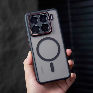 【精准孔镜头】适用小米15pro手机壳Magsafe磁吸14pro肤感磨砂半透明的Xiaomi15全包软边防摔保护套14男女硬
