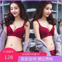 Bra Set Sexy SpongeBob Red Thin Bra Ngực nhỏ tập hợp Điều chỉnh Không có vòng thép Đồ lót Quần lót - Strapless Bras áo ko đệm