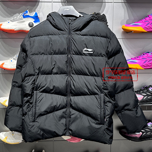 李宁CBA男子2025冬季 防风防湿保暖运动休闲宽松短棉服AJMV069 新款