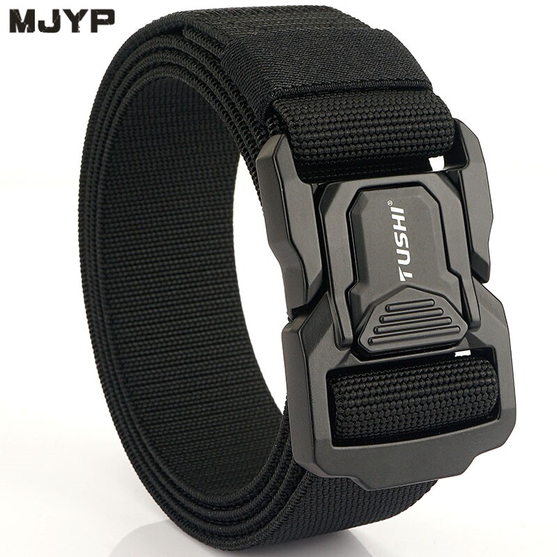 铝合金户外自动快脱插扣战术腰带男松紧弹力帆布皮带作训工装裤带