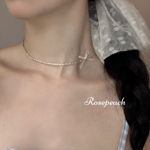 rosepeach「扶摇银河」原创小众银色少女心bling蝴蝶结项链锁骨链