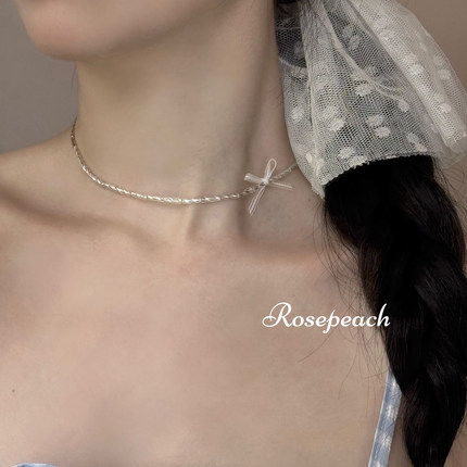 rosepeach「扶摇银河」原创小众银色少女心bling蝴蝶结项链锁骨链