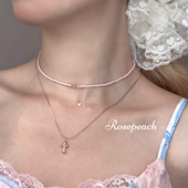rosepeach「盈盈」原创小众法式 少女春日温柔叠戴串珠锁骨链项链