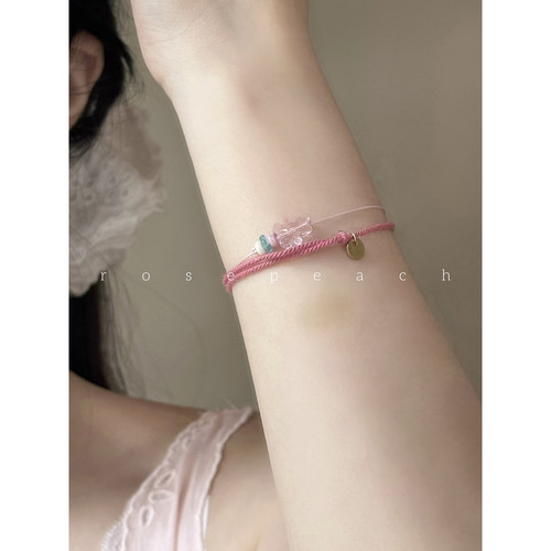 rosepeach「多巴胺系列」原创小众少女心小熊叠戴手编可调节手绳