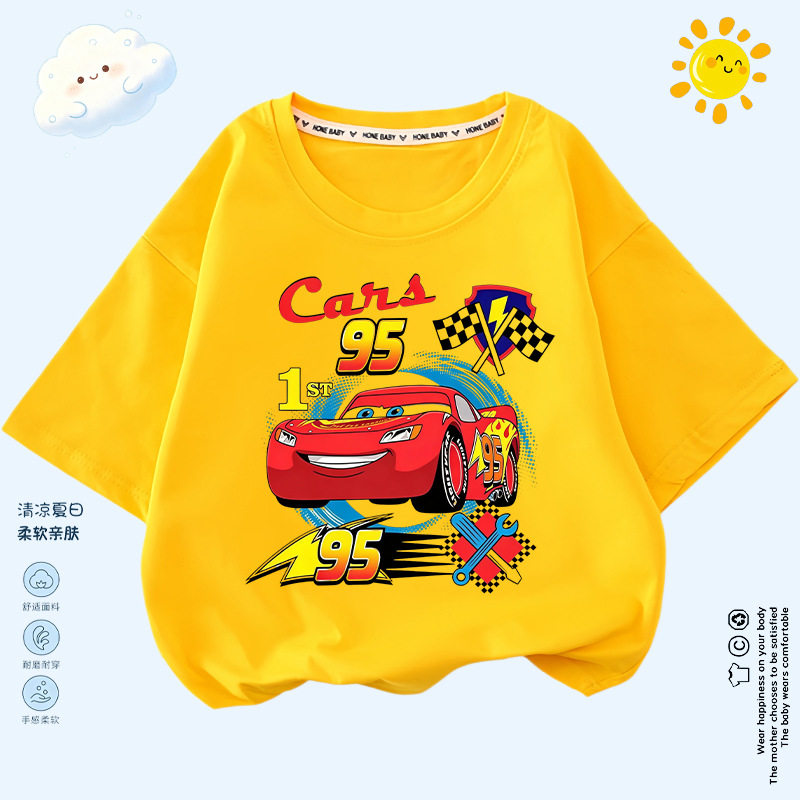 男女童短袖汽车总动员闪电麦昆衣服短裤夏季装儿童半袖纯棉上衣潮