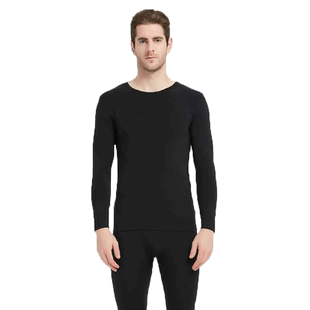 雪竹内衣秋冬棉莫代尔圆领纯色修身秋衣秋裤薄款男保暖套装18861