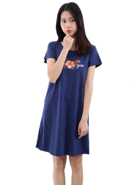 圆领全棉短袖睡裙家居服春夏新品