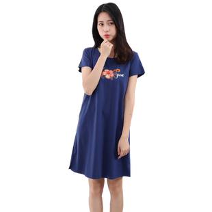 雪竹内衣专柜同款春夏新品圆领全棉短袖家居服睡衣睡裙19990