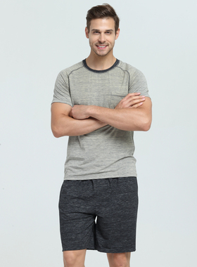 雪竹莫代尔睡衣男士短袖中裤宽松可外穿薄款青年家居服套装18809