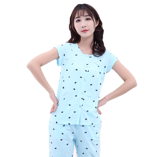 雪竹韩版睡衣女夏季纯棉短袖套装夏天甜美休闲家居服两件套18798