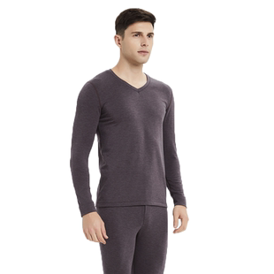 雪竹男士羊绒保暖秋冬季修身V领羊绒内衣秋衣秋裤套装棉毛衫18839