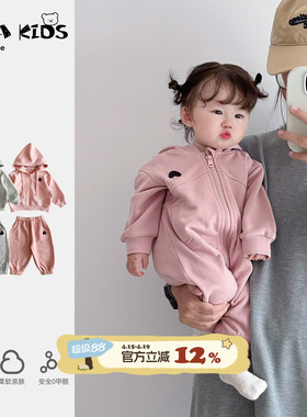 女宝宝春装新款婴儿衣服可爱连体衣新生幼儿春季外出哈衣爬服春秋