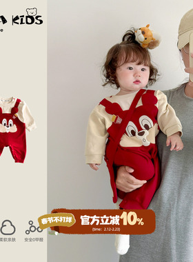 婴儿衣服春秋款超萌女宝宝春装假两件连体哈衣春季3-12月外出爬服