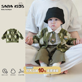 男童洋气小月龄外出服线衣套装 婴儿毛衣外套宝宝衣服春装 针织开衫