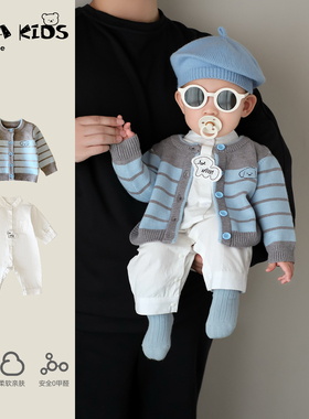 小月龄宝宝分体套装秋冬韩系洋气婴幼儿衣服冬装外套婴儿连体爬服
