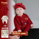 宝宝衣服拜冬年服喜庆婴儿红色连体衣超萌可爱过年拜年婴幼儿爬服
