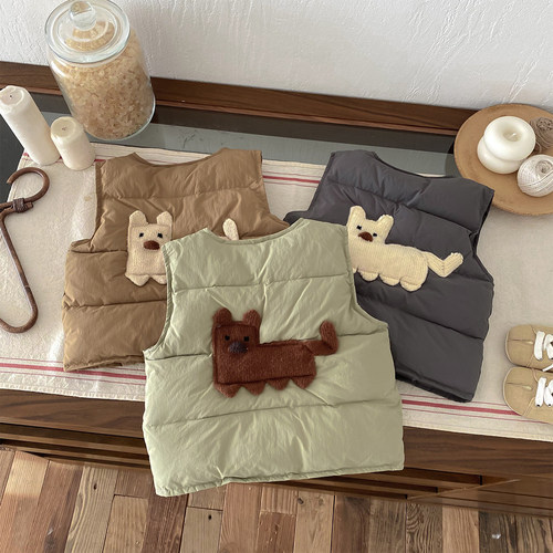 婴儿夹棉马甲秋冬新款宝宝加厚保暖外套韩版洋气儿童背心棉服冬装