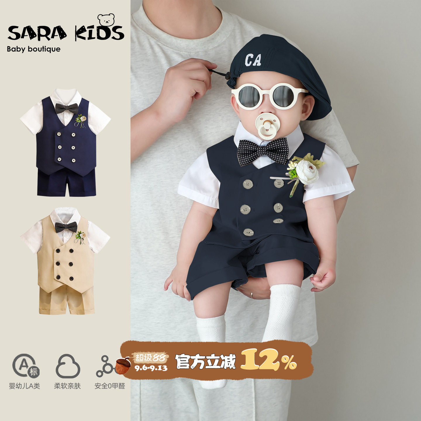婴幼儿套装夏季新款男宝宝衣服洋气周岁男童生日礼服时髦外出夏装图片