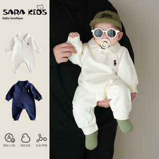 婴儿衣服洋气小宝宝春装连体衣春季新生幼儿哈衣爬爬服春秋外出服