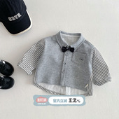 婴儿上衣潮 男女宝宝外出服英伦风春秋季 儿童衬衣外套2026春装 新款