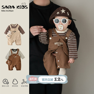 连体背带裤 宝宝打底衫 小月龄韩系穿搭洋气婴幼儿衣服春季 男宝套装