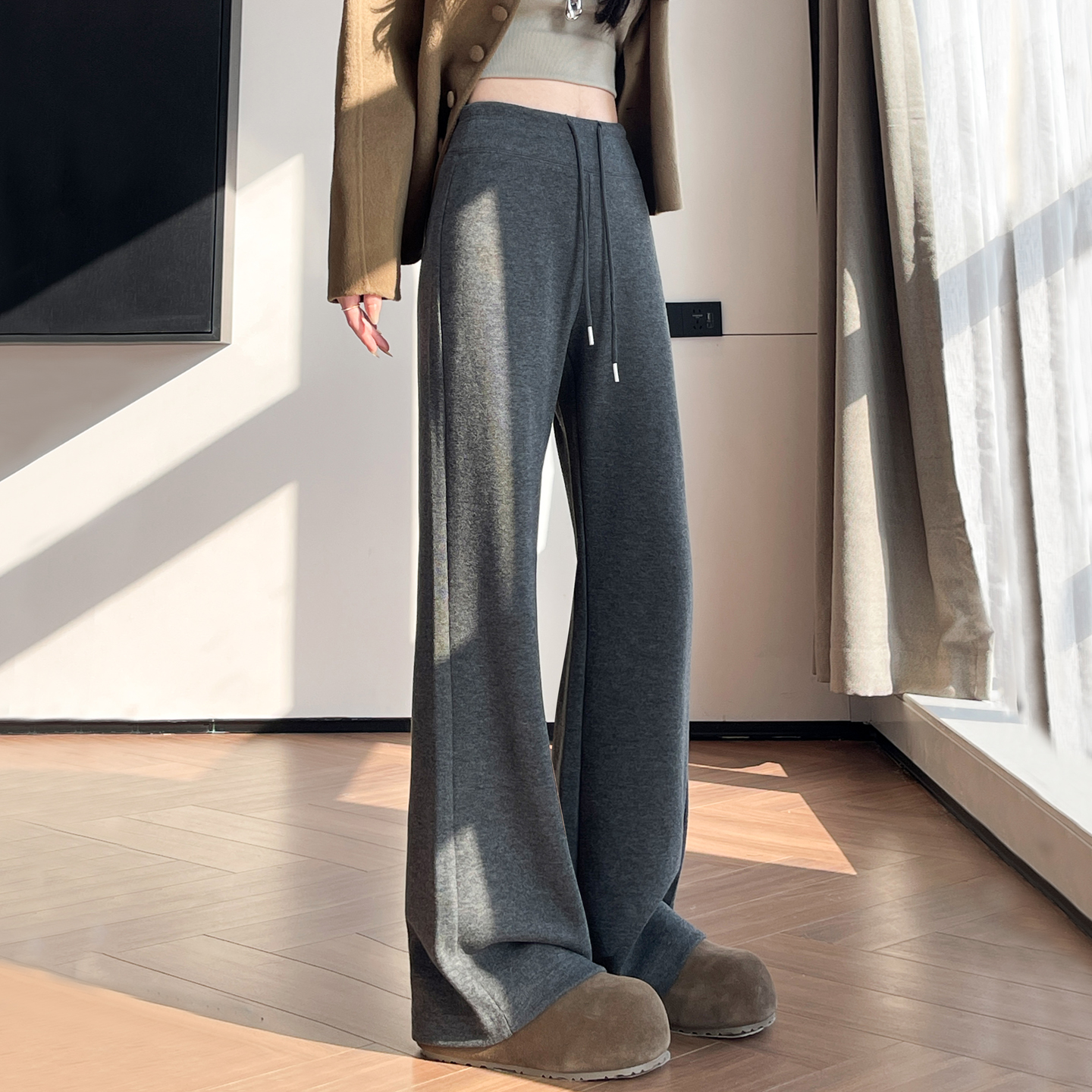 高腰显瘦小个子超好看微喇糯米裤