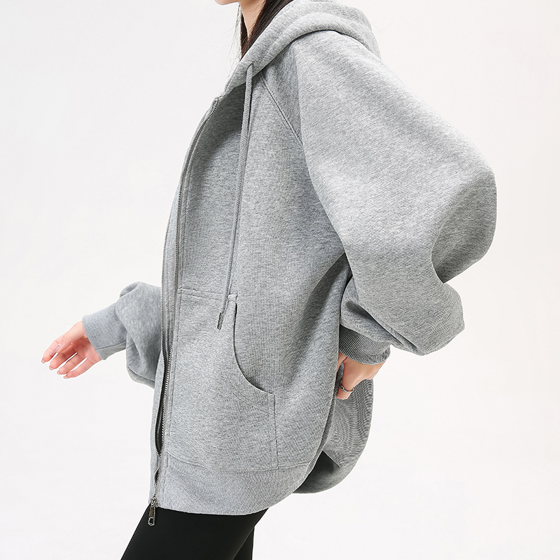 春秋薄款宽松慵懒风连帽卫衣外套