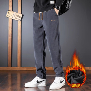 灯芯绒裤子男士休闲裤加绒加厚男裤直筒秋冬季男款运动裤条绒新款