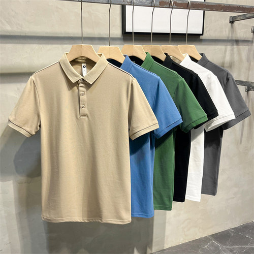 夏季短袖日常纯色PO.LO衫男