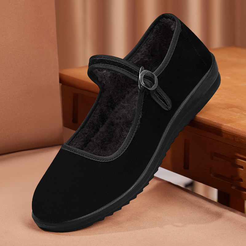 老北京布鞋棉鞋女加绒上班防滑酒店跳舞中老年妈妈鞋休闲黑工作鞋,女鞋,传统布鞋,淘宝优惠券,粉丝福利购,淘宝优惠卷