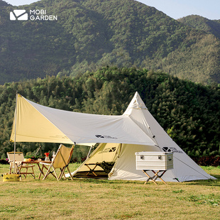 牧高笛户外家庭轻奢大空间野营加厚棉布露营帐篷JY纪元230金字塔