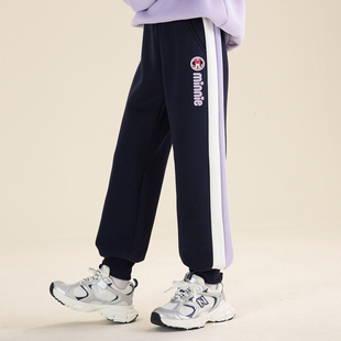 贝田女童加绒裤子洋气时尚儿童冬季一体绒加厚运动裤大童保暖棉裤