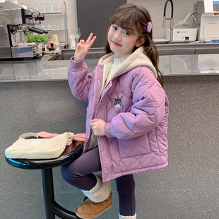 小女孩加绒棉服 棉衣秋冬款 2025新款 女童夹棉加厚外套儿童棉袄冬季