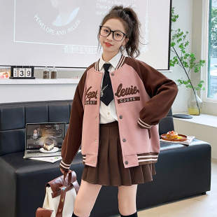 贝田女童棒球服春秋款儿童休闲运动春季外套2026新款早春天潮衣服