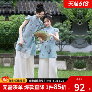 亲子装母女款套装夏季2026新款高端不一样超火炸街国风度假母女装