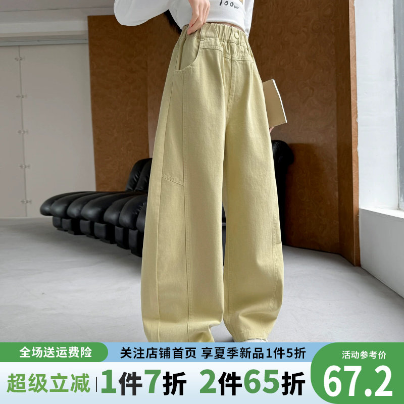 贝田女童春秋洋气休闲弯刀工装裤图片