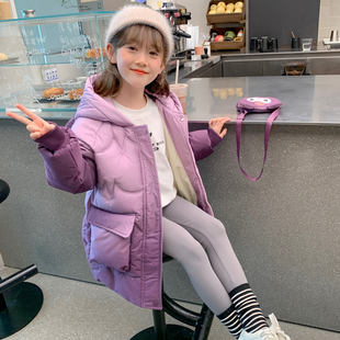 贝田女童渐变羽绒服冬季儿童洋气冬装2025新款女孩中长款加厚外套