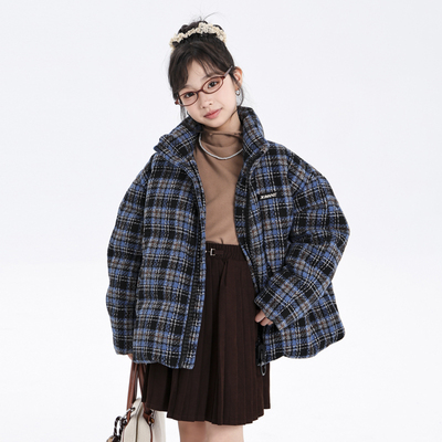 贝田中长款加厚女童洋气羽绒服