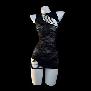 夜趣「黑影魅惑」性感可撕扯御姐睡裙约会战袍情调趣味qqny内衣透