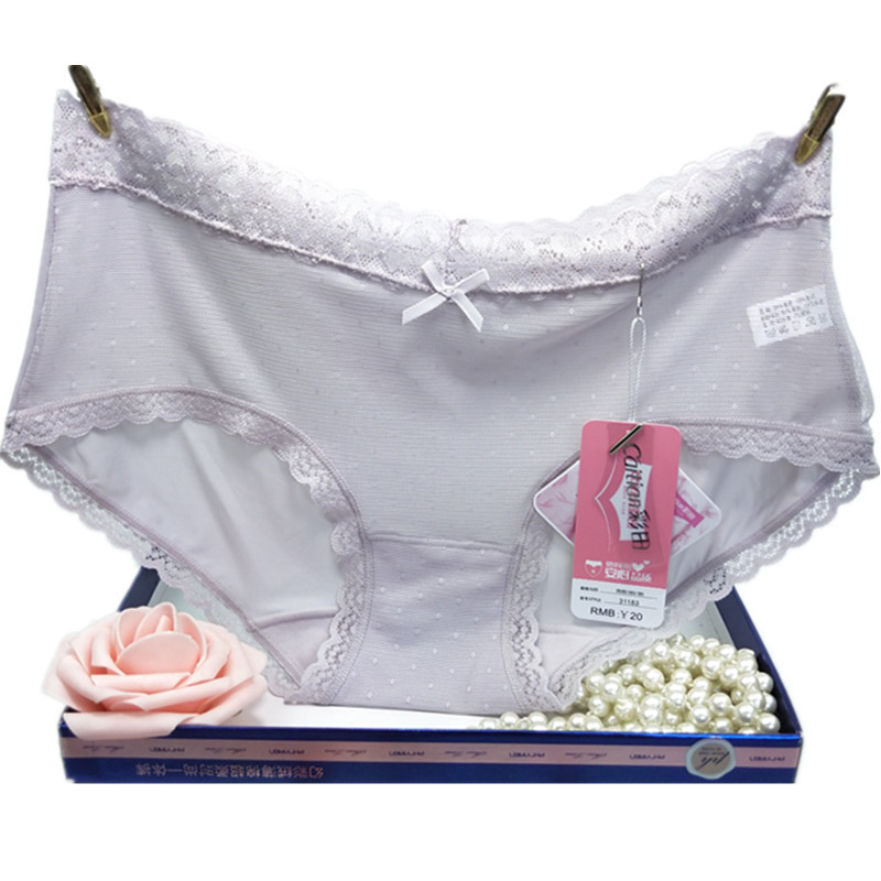 彩田内裤女中腰31183高腰31185网纱冰丝蕾丝边超薄透气平脚纯色夏