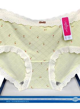 彩田花仙子内裤女中腰2A356高腰2A358莫代尔棉提花印花蕾丝边包臀