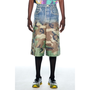 现货TOLQ Denim Pants×Cargo Shorts 丹宁印花渐变工装短裤26SS