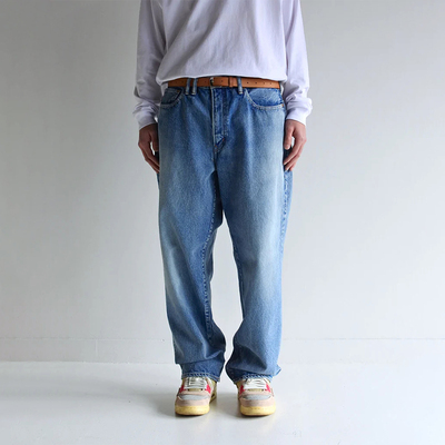 现货授权ANACHRONORM 80s WIDE 5P 复古水洗宽版锥形牛仔裤25FW
