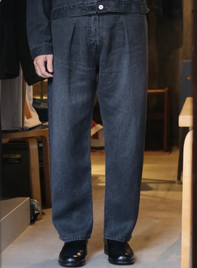 现货授权HERILL Linen Denim 4PK 宽松直筒亚麻牛仔裤26SS