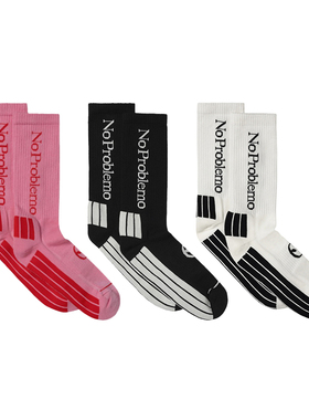 No Problemo Sock 字母条纹袜子