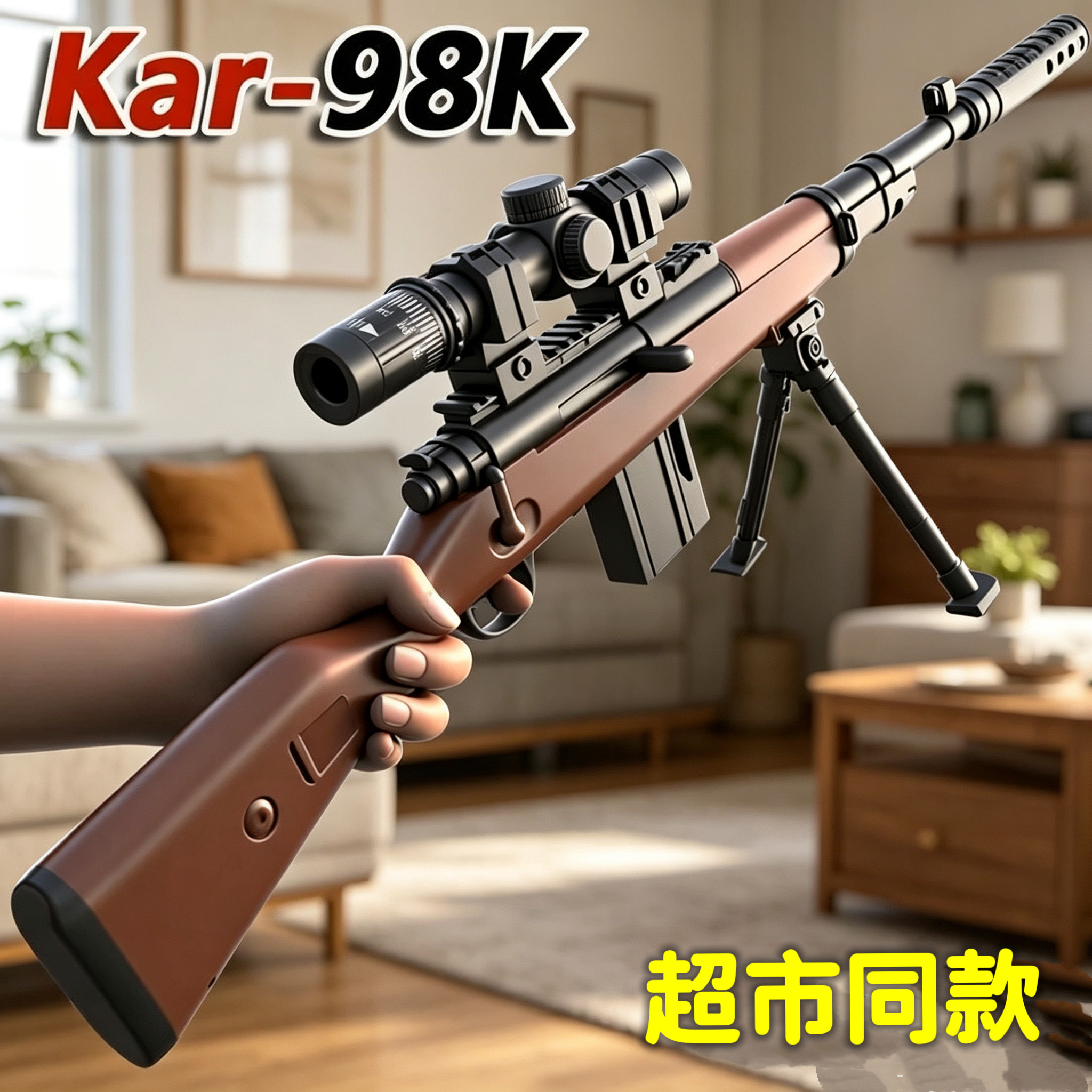 98K电动玩具枪狙击大号awm机关抢儿童玩具男孩礼物软蛋拉栓抢模型
